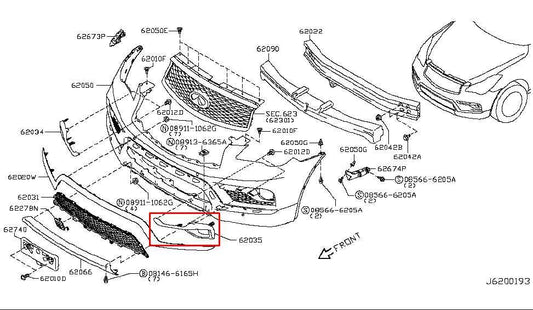 2015-2017 Infiniti QX50 Front Left Driver Side Fog Light Bezel 62257-5UA0A OEM - Alshned Auto Parts
