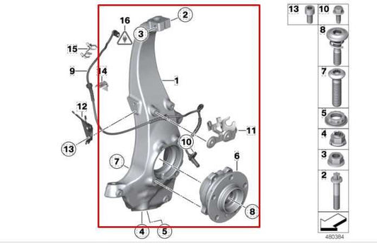 2010-2015 BMW 750I xDrive Front Left Driver Side Spindle Knuckle Hub 31216777749 - Alshned Auto Parts