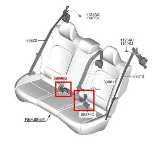 20-24 Kia Soul LX 2.0L FWD Rear Right and Left Side 2nd Row Seat Belt Buckle Set - Alshned Auto Parts