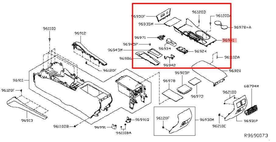 2019-22 Nissan Altima SL Center Console Upper Trim Panel w/ Switches 96941-6CA9E - Alshned Auto Parts