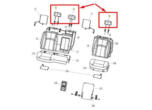 2013-2018 Ram 1500 RR Center RH & LH Side Seat Headrest Cloth 5NA67LA8AA OEM - Alshned Auto Parts