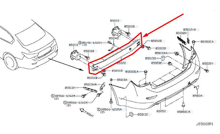 2017-2023 Infiniti Q50 Luxe RWD Rear Bumper Reinforcement Impact Bar 85030-6HJ0A - Alshned Auto Parts