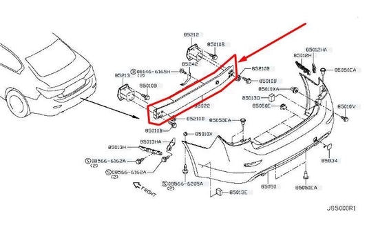 2017-2023 Infiniti Q50 Luxe RWD Rear Bumper Reinforcement Impact Bar 85030-6HJ0A - Alshned Auto Parts