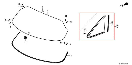 14-20 Acura MDX Advance Rear Left Driver Side Quarter Window Glass 73561-TZ5-A11 - Alshned Auto Parts