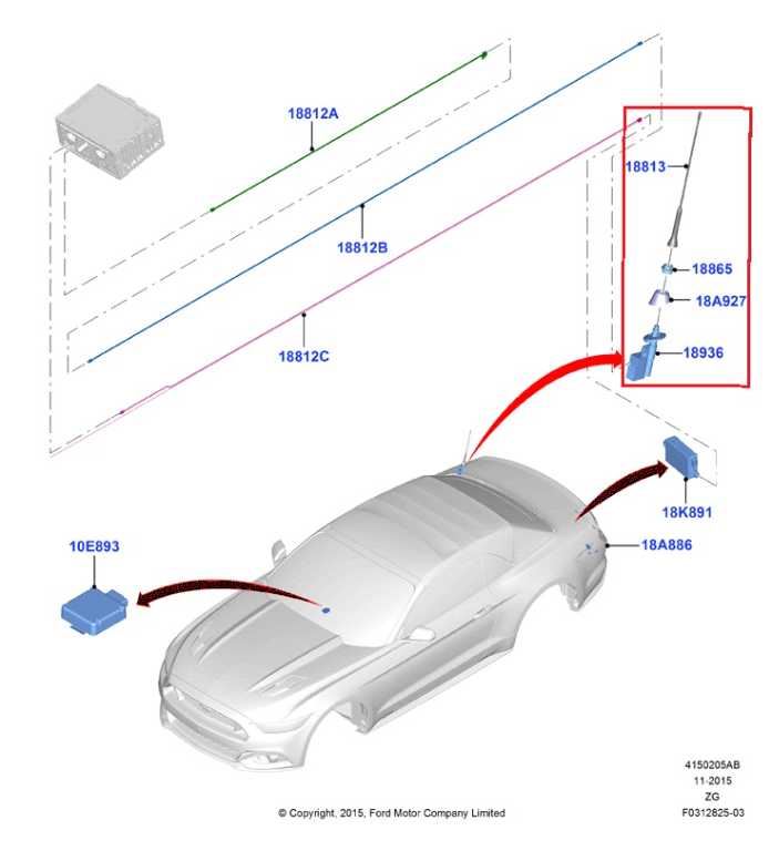 2015-2023 Ford Mustang Conv V6 Rear Right Quarter Radio Antenna FR3T-19G461-AC1
