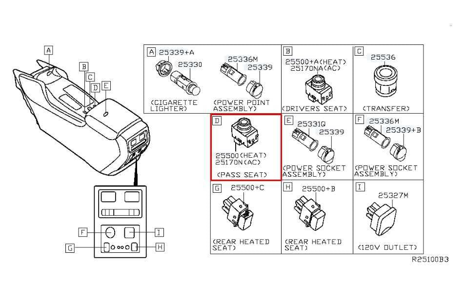 2014-2020 Infiniti QX60 Console Right Side Seat Heat Control Switch 25500-1MA0C - Alshned Auto Parts