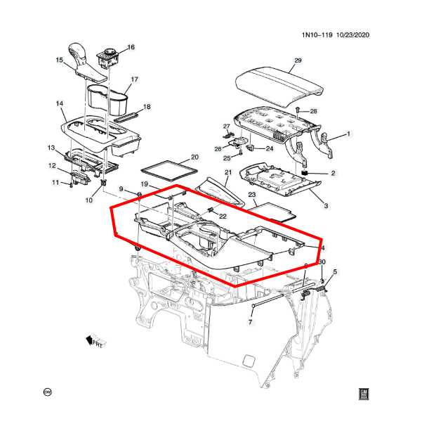 2019-24 Chevrolet Blazer 2LT Center Console Base Frame Trim Panel w/ Cup Holder - Alshned Auto Parts