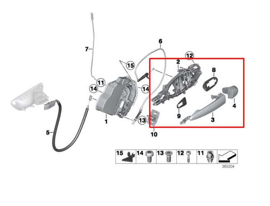 2015-16 BMW 435i Gran Coupe xDrive Rear RH Door Exterior Handle 51210445184 OEM - Alshned Auto Parts