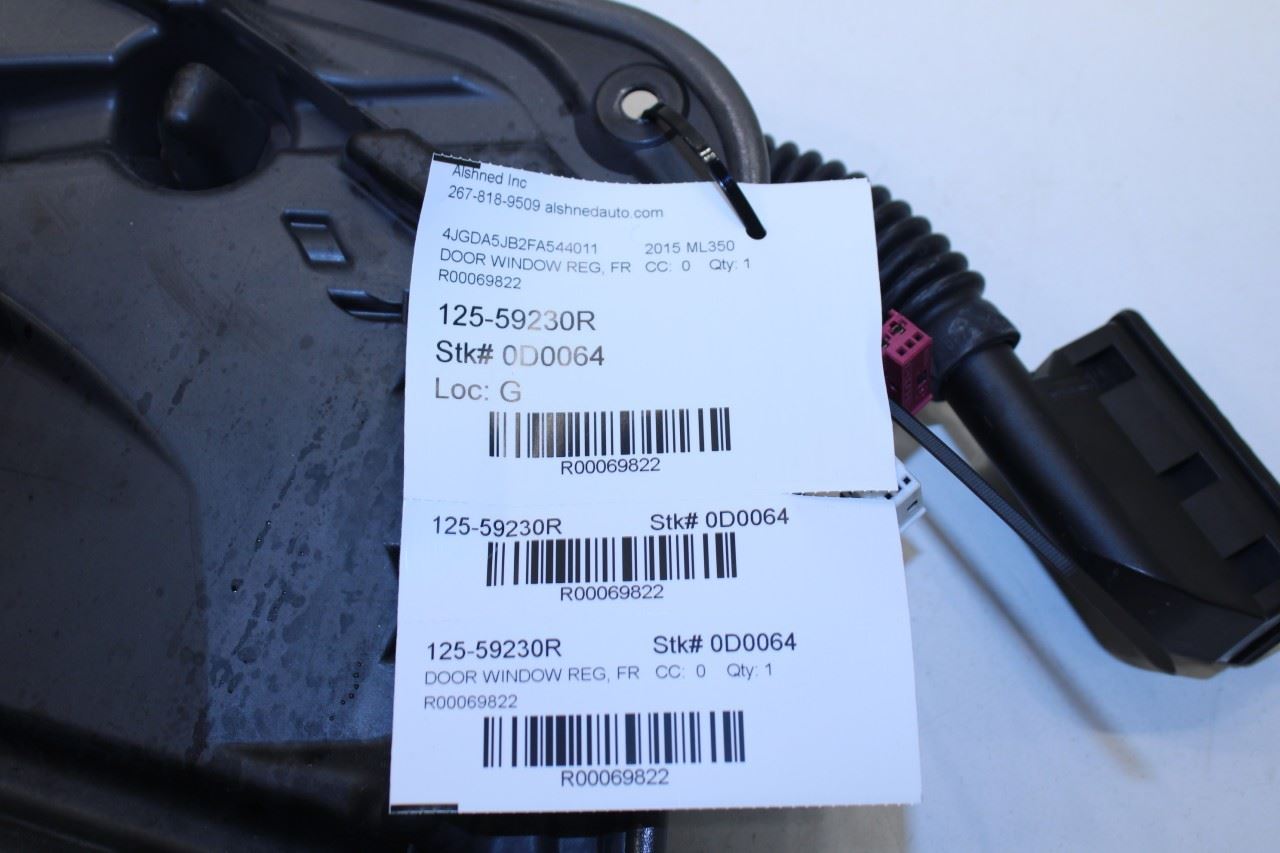 12-15 Mercedes-Benz ML350 FR RH Door Window Regulator w/ Carrier Plate and Motor - Alshned Auto Parts