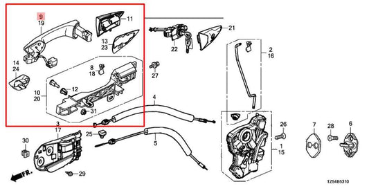 14-20 Acura MDX Advance 3.5L AWD Front Passenger Right Side Door Exterior Handle - Alshned Auto Parts