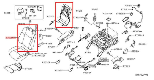 16-19 Infiniti QX60 3.5L Front Seat Passenger Right Side Backrest Upper Cushion - Alshned Auto Parts