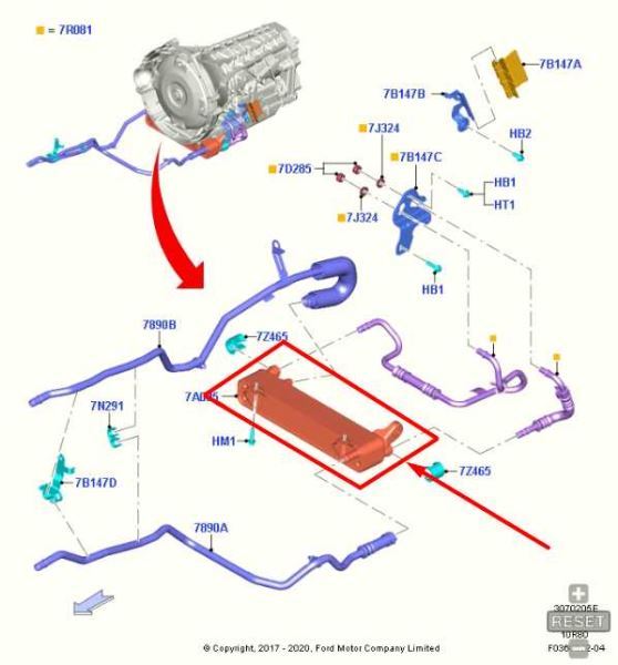 2017-20 Ford F150 2.7L Automatic Transmission Oil Cooler w Hose JL3P-7869-FD OEM - Alshned Auto Parts