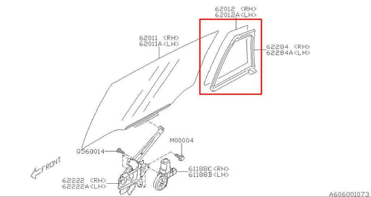 2012-16 Subaru Impreza Sport Premium 2.0L Rear Right Side Door Vent Fixed Glass - Alshned Auto Parts
