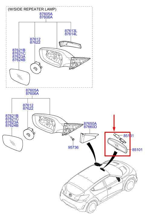 2011-2017 Hyundai Veloster Base Interior Inside Rear View Mirror 85101-2V000 OEM - Alshned Auto Parts