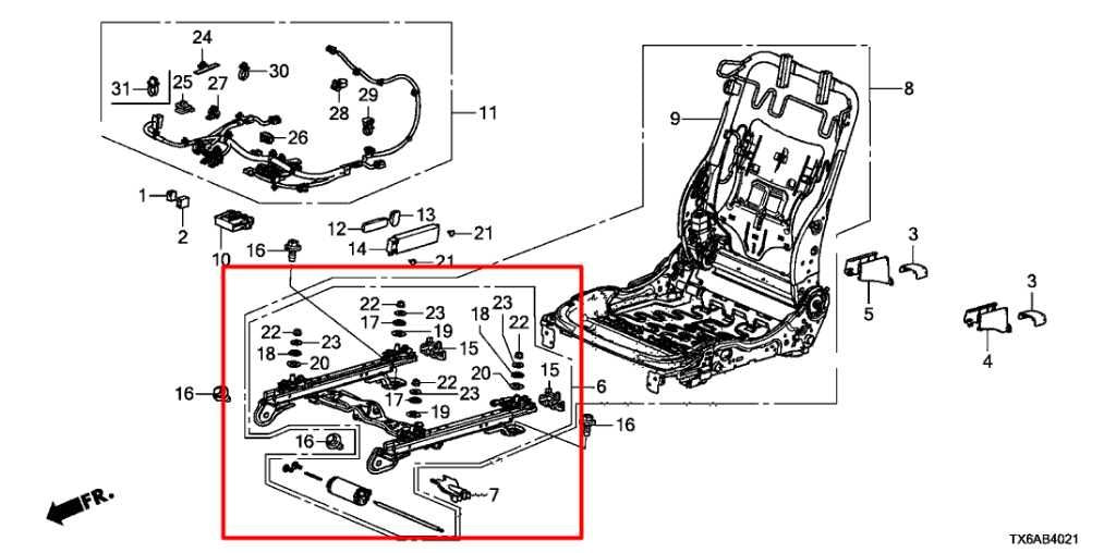 19-22 Acura ILX Technology A-Spec Front RH Seat Lower Track Frame Weight Sensor1