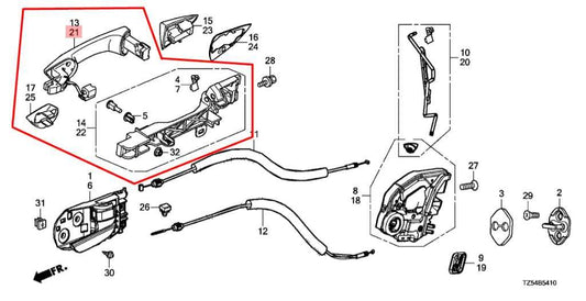 2014-20 Acura MDX Advance 3.5L Rear Driver Left Side Door Exterior Handle *ReaD* - Alshned Auto Parts