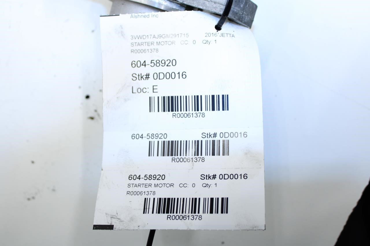 2015-2019 Volkswagen Jetta Sport 1.8L Engine Starter Motor 02M-911-024-R OEM - Alshned Auto Parts