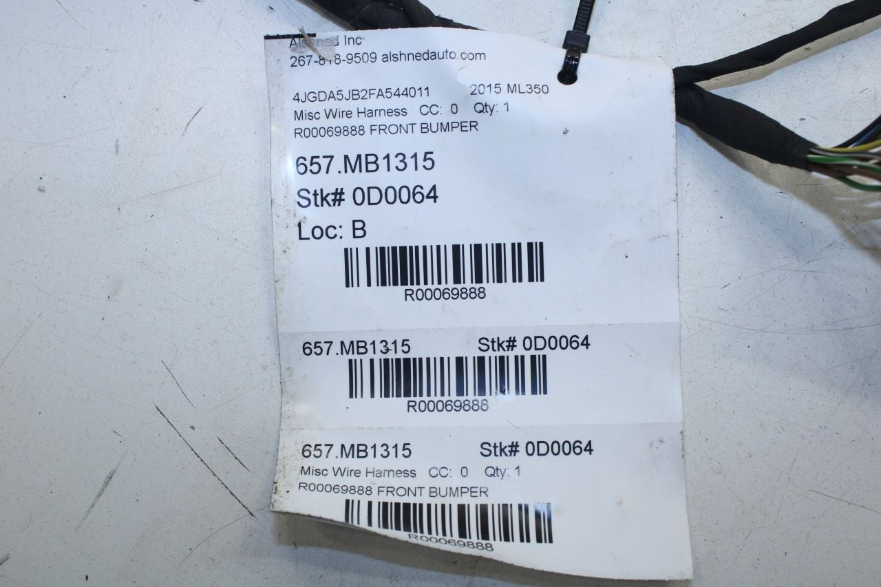 12-15 Mercedes-Benz ML350 Front Bumper Wire Harness w Park Sensors 166-440-63-13 - Alshned Auto Parts