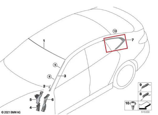 2023-25 BMW 430i Gran Coupe Rear Right and Left Window Finisher Trim 51377483003 - Alshned Auto Parts
