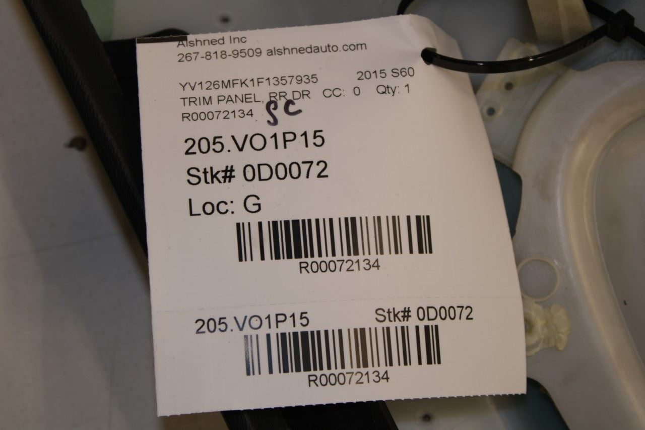 2014-2018 Volvo S60 T5 Premier Rear Left Side Door Trim Panel 39832592 OEM - Alshned Auto Parts