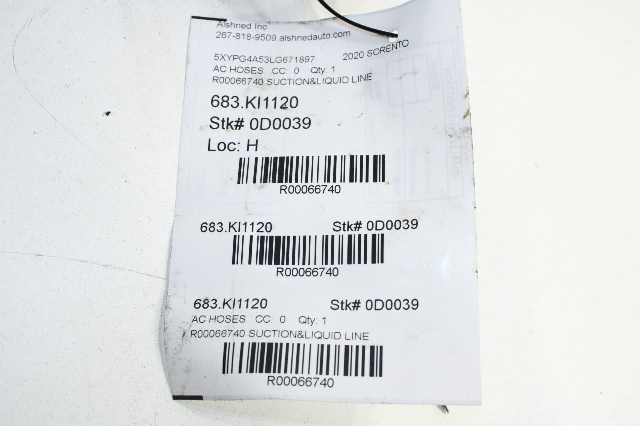 2019-20 Kia Sorento LX 3.3L FWD AC Air Conditioning Suction Hose Tube Pipe Line - Alshned Auto Parts