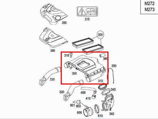 2007-11 Mercedes-Benz S550 5.5L AWD Engine Air Intake Cleaner 273-090-09-01 OEM - Alshned Auto Parts