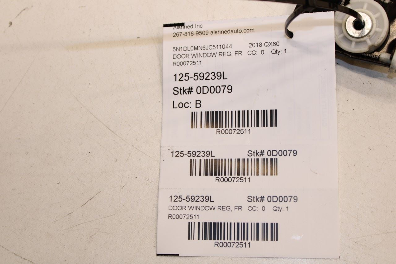 2014-20 Infiniti QX60 Front Left Side Door Window Regulator w/ Motor 80721-3JA0A - Alshned Auto Parts