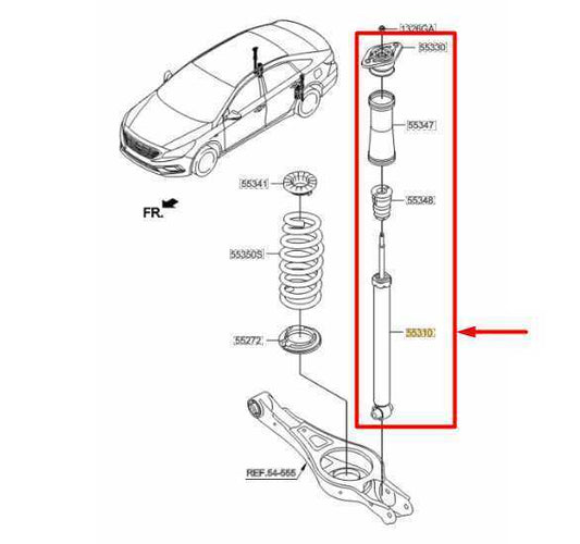 2015-2019 Hyundai Sonata Rear Right Side Shock Strut Absorber 55310-C2520 OEM - Alshned Auto Parts