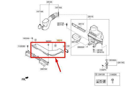 2015-2017 Hyundai Sonata Air Intake Cleaner Inlet Duct Tube 28210-C2360 OEM - Alshned Auto Parts