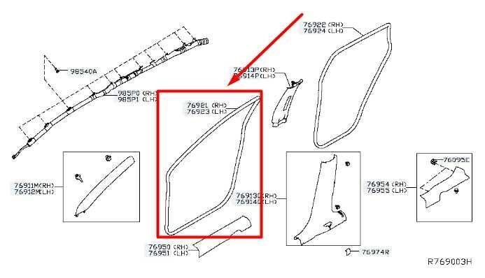 2014-2020 Nissan Rogue Front Right Door Weatherstrip On Body 76921-9TA0A OEM - Alshned Auto Parts