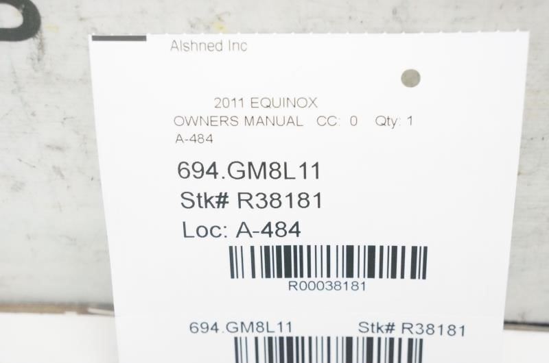 2011 Chevrolet Equinox Owners Manual Only 20781752B OEM - Alshned Auto Parts