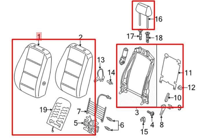 16-18 Volkswagen Passat SE Front RH Side Seat Backrest Upper Cushion w/ Headrest - Alshned Auto Parts