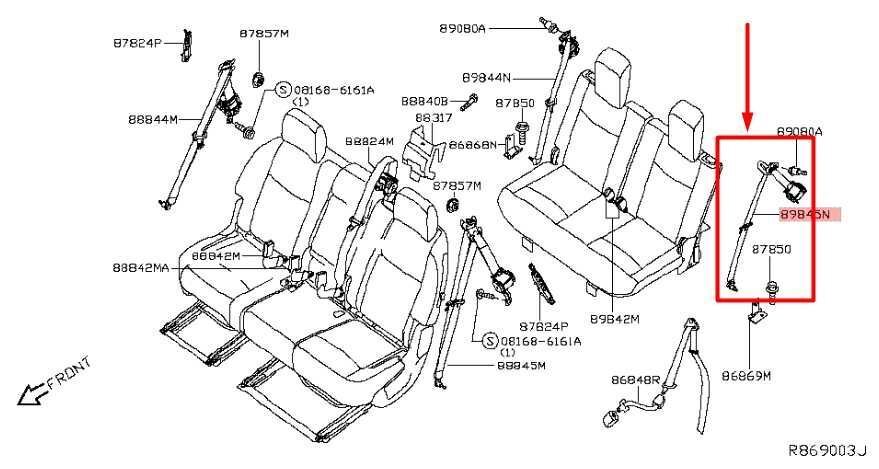 2019-2020 Infiniti QX60 RR Left Side 3rd Row Seat Belt Retractor 89845-9NP0B OEM - Alshned Auto Parts