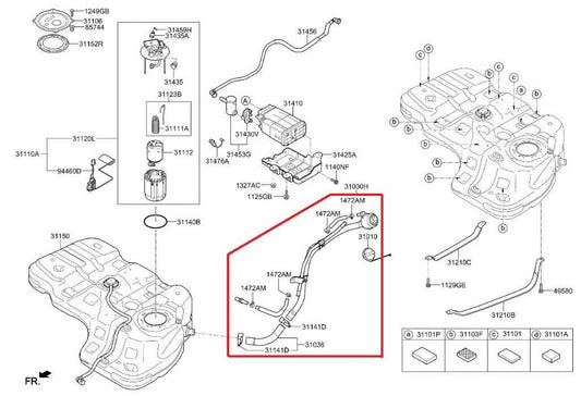 2015-2020 Kia Sorento EX 3.3L Fuel Filler Neck Hose Tube Pipe 31030-C6500 OEM - Alshned Auto Parts