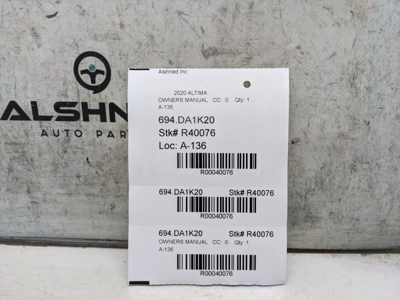 2020 Nissan Altima Sedan Owners Manual set with Case OM20EA-0L34U2 OEM - Alshned Auto Parts