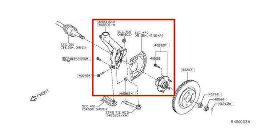 2013-20 Nissan Rogue Front Left Driver Side Spindle Knuckle Hub 40015-4BA0A OEM - Alshned Auto Parts