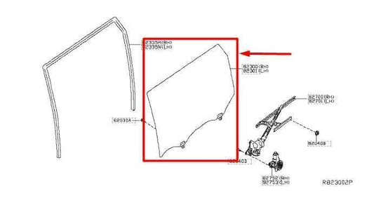 2014-2020 Nissan Rogue Rear Left Driver Side Door Window Glass 82301-4BA0B OEM - Alshned Auto Parts