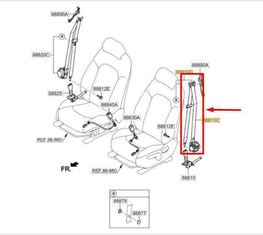 2015-2017 Hyundai Sonata Front Left Side Seat Belt Retractor 88810-C2000-TTX OEM - Alshned Auto Parts