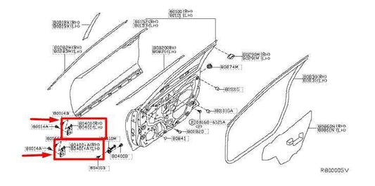 2014-20 Nissan Rogue Front Left Side Door Hinge Upper and Lower 80401-JN00A OEM - Alshned Auto Parts