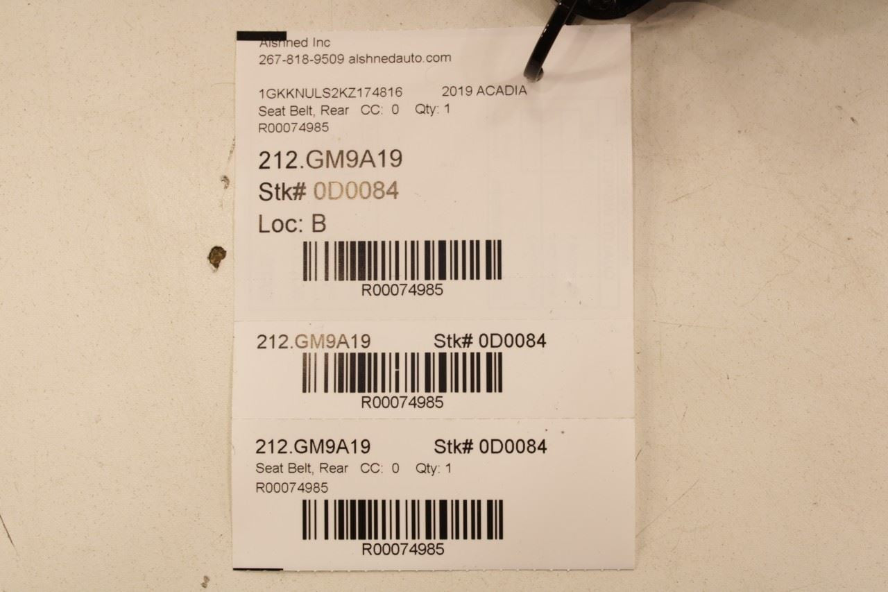 17-23 GMC Acadia SLT-1 3.6L AWD Rear Driver LH Side 2nd Row Seat Belt Retractor - Alshned Auto Parts