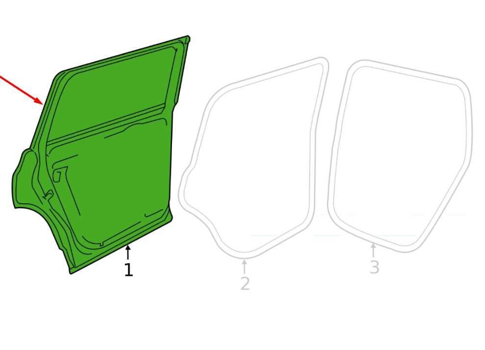 2018-25 Volkswagen Atlas SE Rear Right Side Door Shell Panel w/ Glass 3CN833056K - Alshned Auto Parts