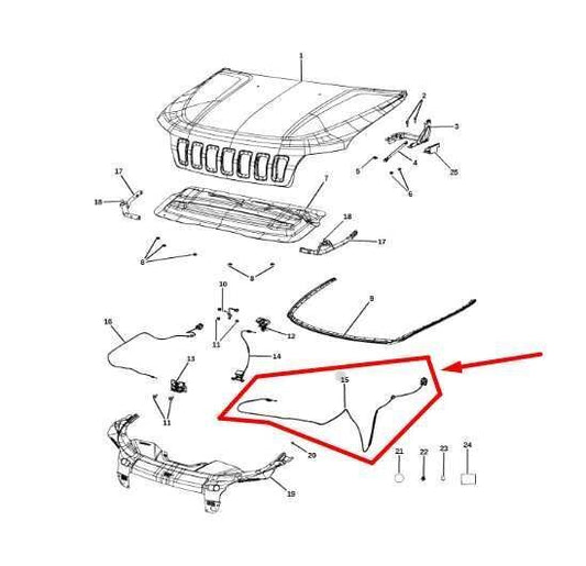 2019-2021 Jeep Cherokee Hood Release Opener Cable w/ Handle 68290772AB OEM - Alshned Auto Parts