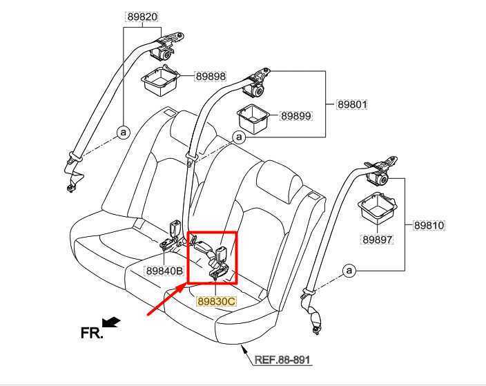 15-17 Hyundai Sonata Rear Center Left Side Seat Belt Buckle 89830-C2000-TRY OEM - Alshned Auto Parts