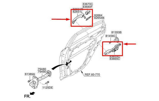 2015-2019 Hyundai Sonata Rear Left Side Door Exterior Handle 82651-C1000 OEM - Alshned Auto Parts