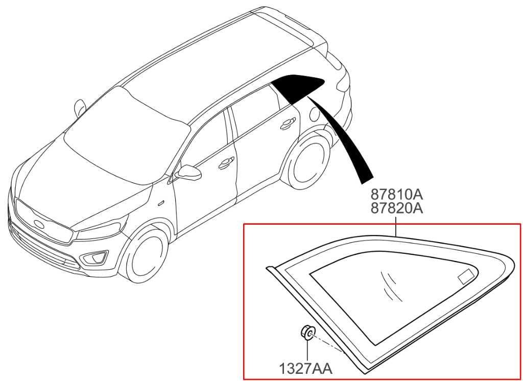 15-20 Kia Sorento EX Rear Right Passenger Side Quarter Window Glass 87820-C6000 - Alshned Auto Parts
