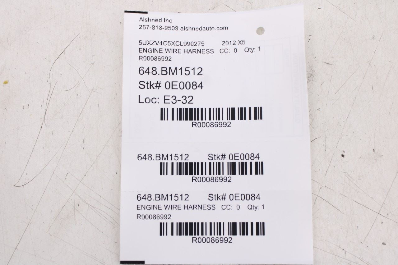 2011-2018 BMW X5 Xdrive35i Engine Ignition Coil Wire Harness 12517592511 OEM - Alshned Auto Parts