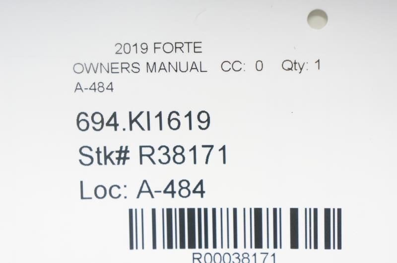 2019 Kia Forte Owners Manual Only DLS4-EU95E OEM - Alshned Auto Parts