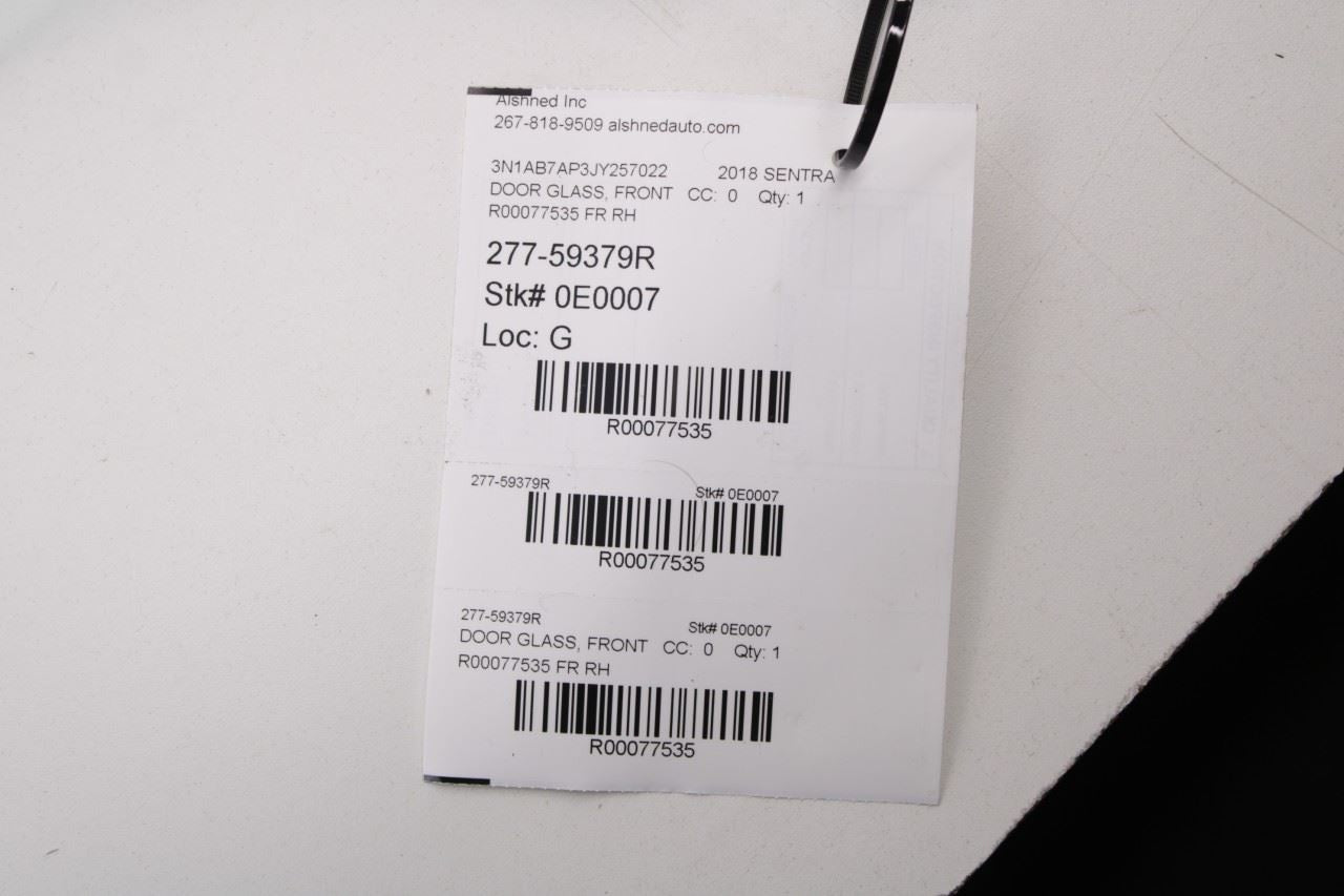 2013-2019 Nissan Sentra SL Front Right Side Door Window Glass 803009AM0A OEM - Alshned Auto Parts