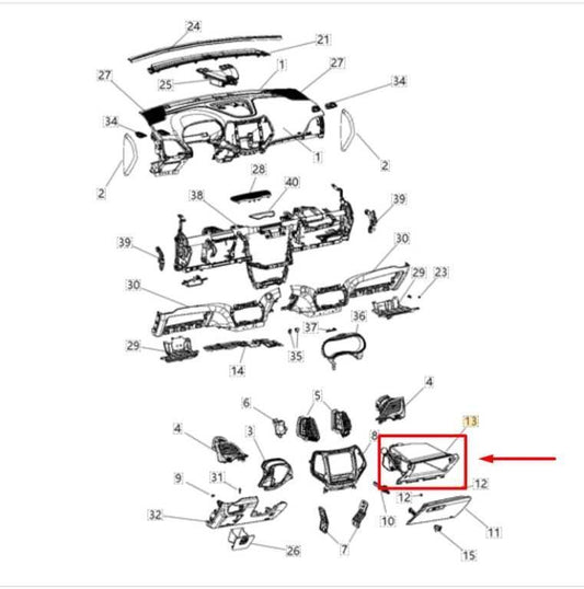 2014-2023 Jeep Cherokee Glove Box Storage Compartment 68154571AA OEM *ReaD* - Alshned Auto Parts