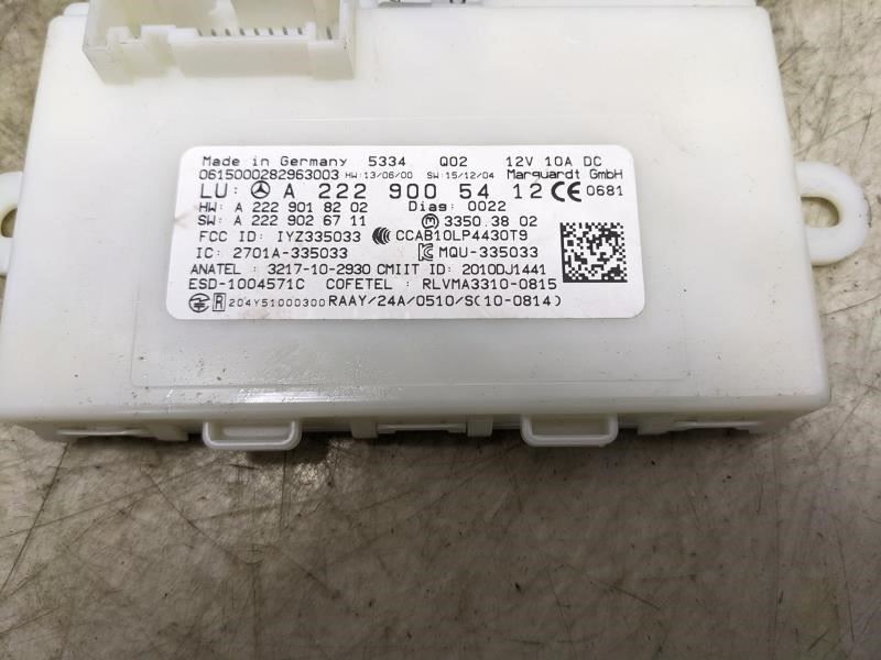 15-18 Mercedes-Benz C 300 Keyless Entry Anti Theft Control Module 222-900-54-12 - Alshned Auto Parts